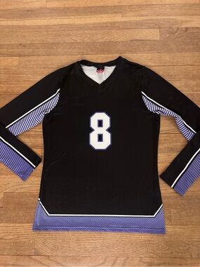 Alleson Athletic Women's Black Number 8 Long Sleeve Volleyball Jersey Sz M
 b66